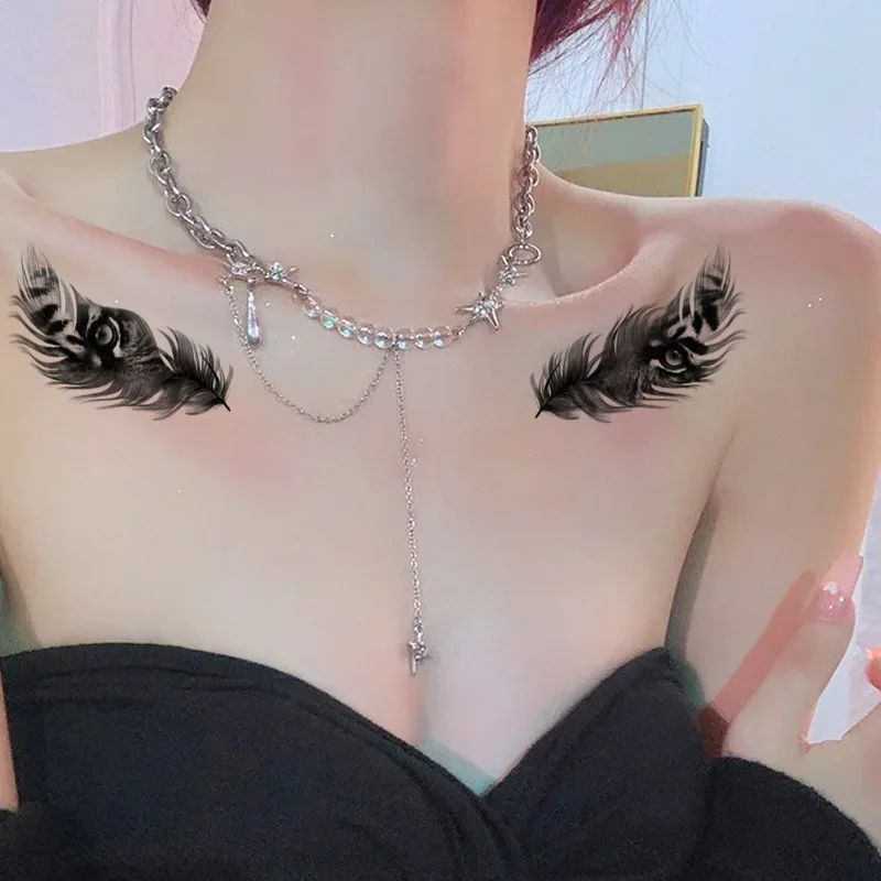 Тату-наклейка с розовыми перьями для женщин и девушек |