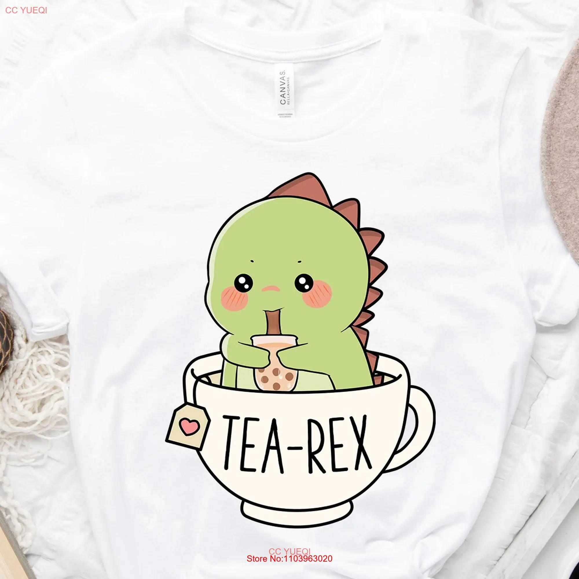 Милая футболка Boba Tea Rex Забавный Динозавр для влюбленных кавайный динозавр с