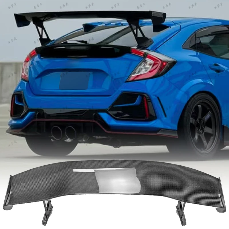 Фото Для Honda Civic FK4 FK7 FK8 TypR 5-дверный хэтчбек 2016-2021 Высококачественный спойлер из настоящего углеродного волокна на заднее крыло автомобиля, багажник, губа №2