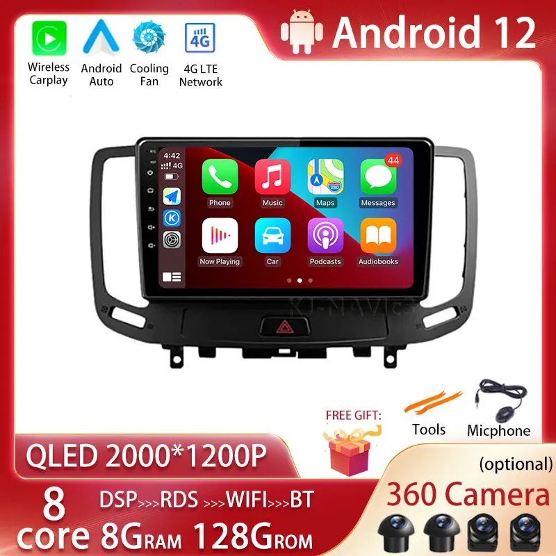 

Android 12 For Nissan Voor Infiniti G4 G25 G35 G37 2006 - 2013 Car Radio Video Player GPS Navigation Multimedia Carplay 2Din DVD