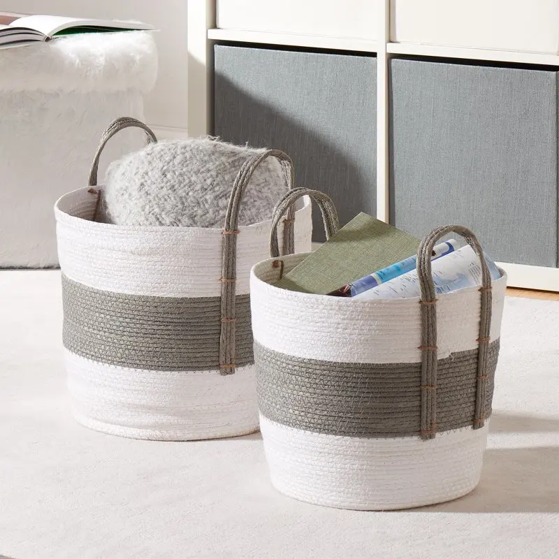 

Round Paper Rope Baskets, Set of 2, Extra Large & Large