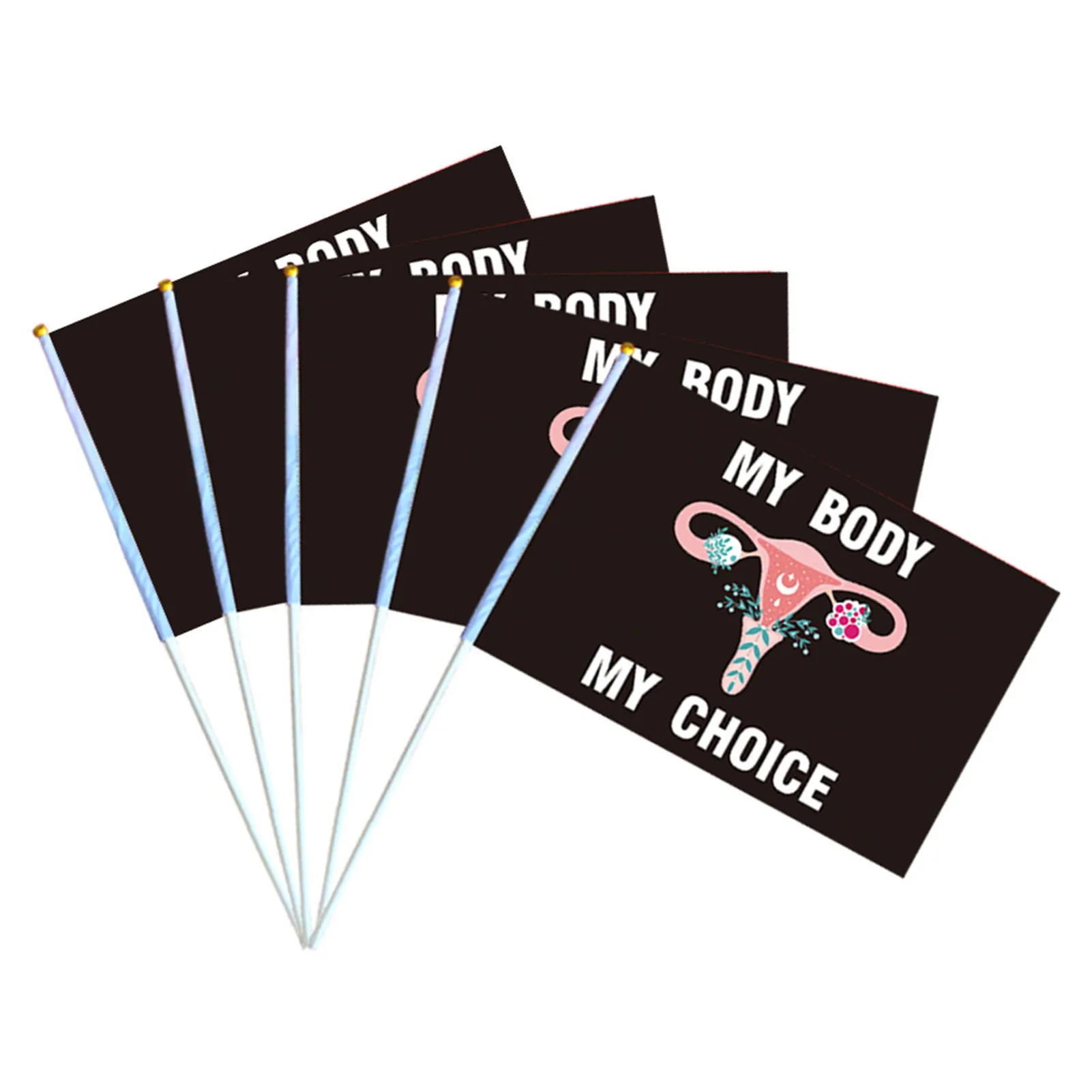 

5PCS My Body My Choice Hand Held Flags Pro Choice Flag Bright Color Indoor/Outdoor Decorative Hand Waving Flags To Support