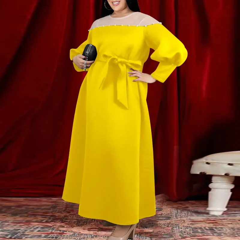 

Autumn Dresses VONDA 2022 Women Long Sleeve Solid Maxi Dresses Ladies Baggy Vestidos Loose O Neck A-Lined Party Robes Oversized