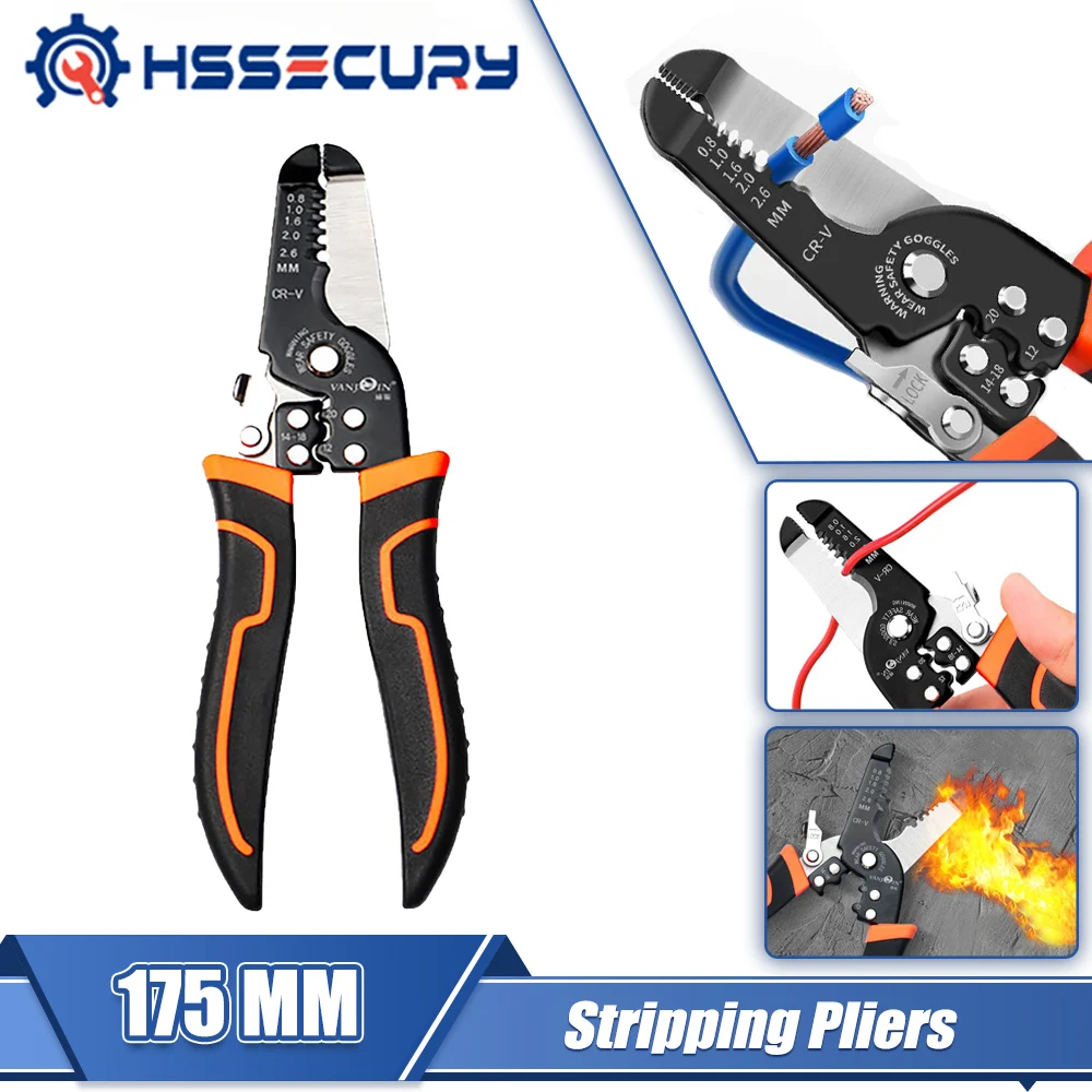 

175mm Stripping Crimping Pliers Wire Stripper Multi Functional Ring Crimpper Electrician Peeling Network Cable Stripper Tools