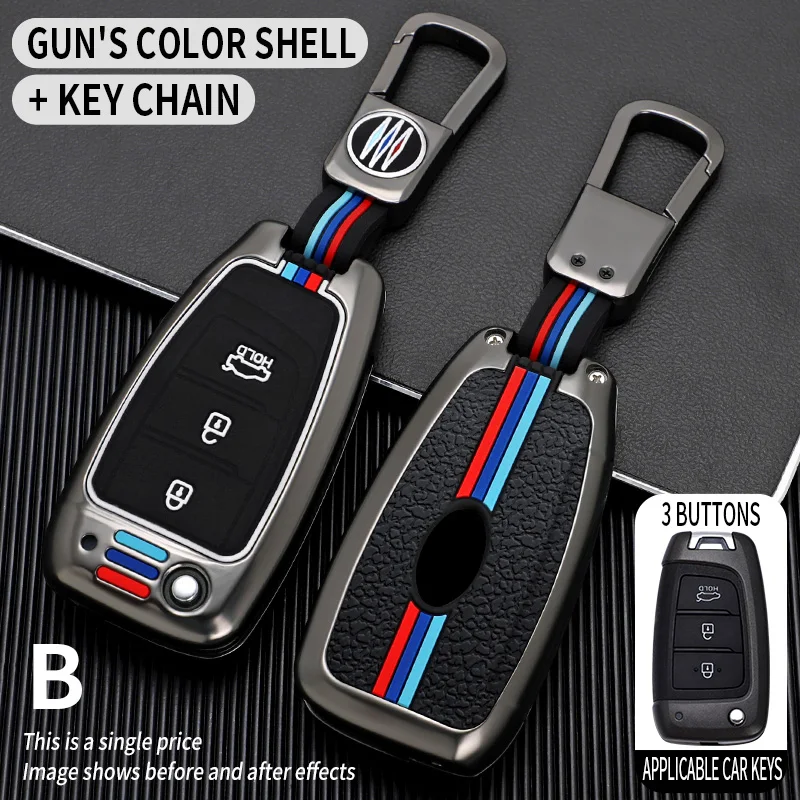 

Alloy Car Key Cover Case Shell Key Bag for Hyundai Elantra Solaris Tucson i30 i35 i40 KONA Genesis Santa Fe Azera Accessories