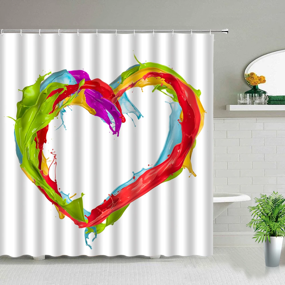 

Waterproof Bathroom Curtains Colorful Rainbow Water Drop Pattern Shower Curtain Polyester Fabric Home Bathtub Decor Cortina Baño