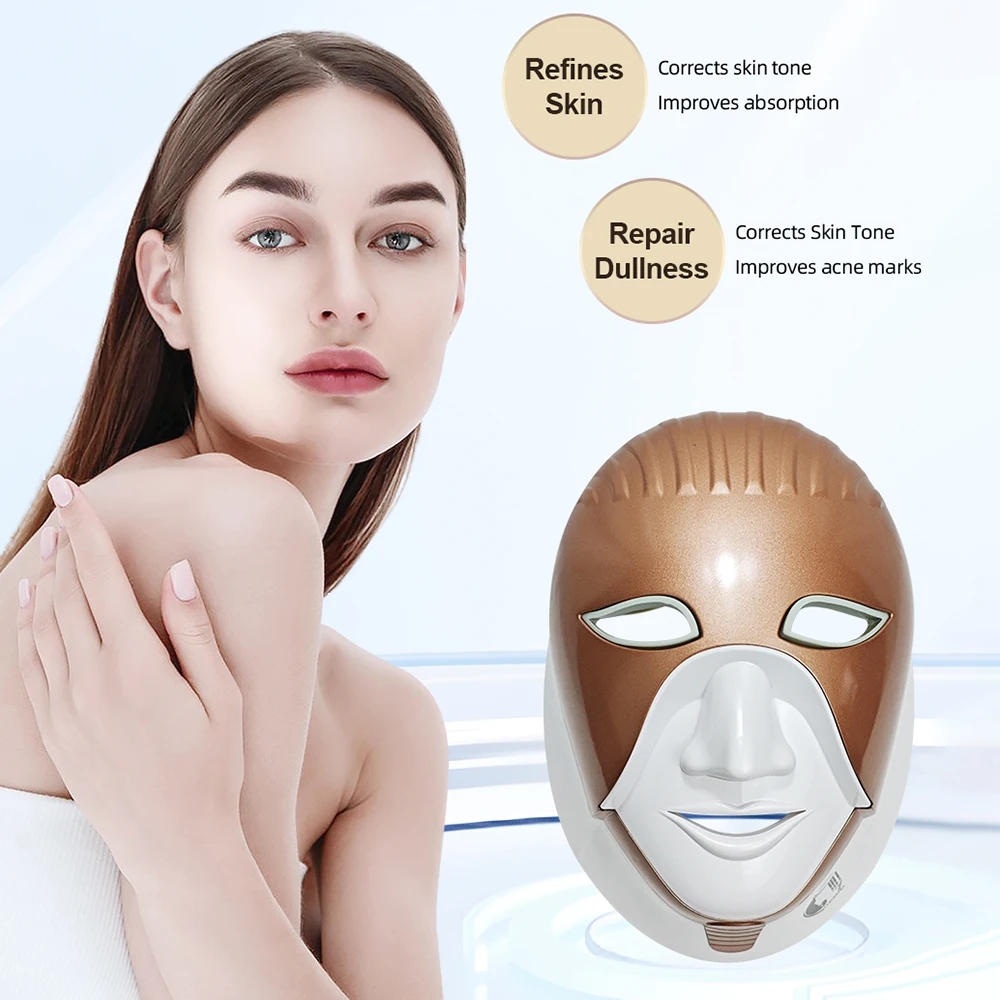 Беспроводная 7-цветная фотонная косметическая маска для лица уход за кожей