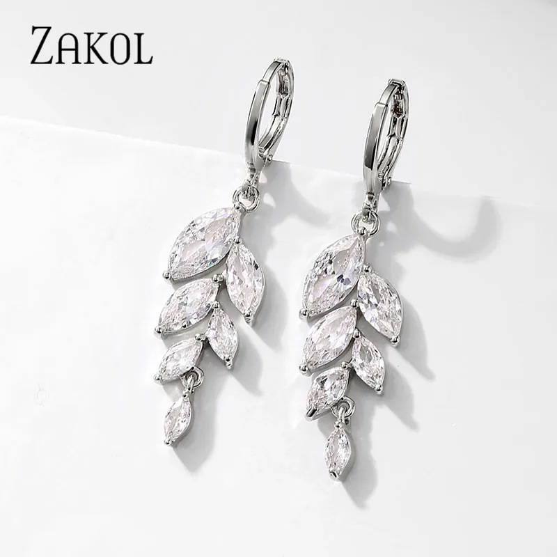 ZAKOL модные серьги-кольца с антиаллергенным кубическим цирконием для женщин