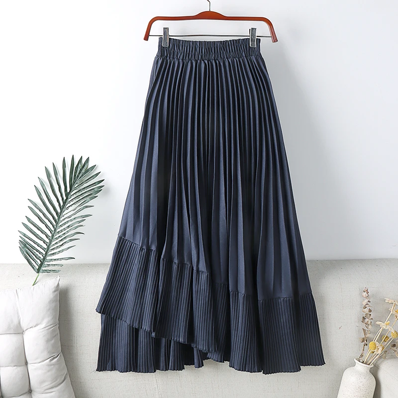 

Irregular Pleated Mermaid for Skirts Women Autumn Winter 2023 New Fashion A-Line Long Maxi Fishtail Skirt Saias Mulher