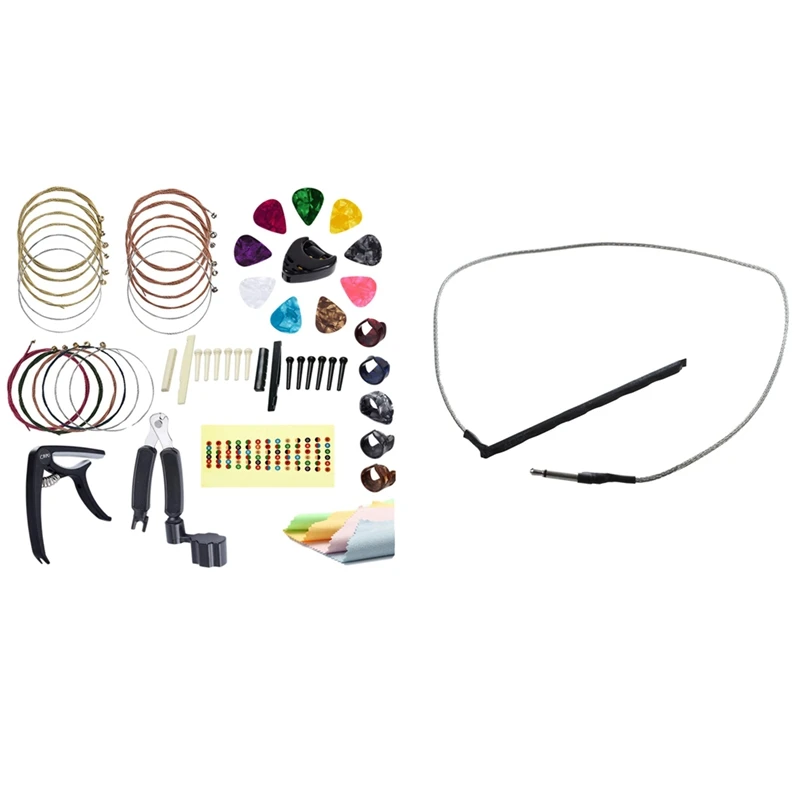 

1X Acoustic Guitar Piezo Under-Saddle Pickup & 36 PCS Guitar Accessories Kit Including Guitar Picks,Capo