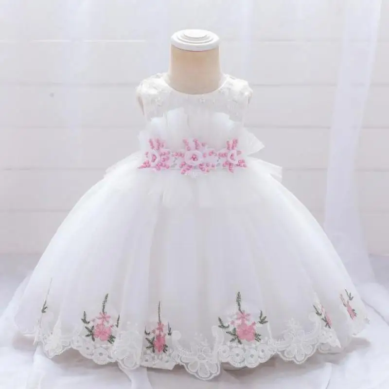 

Girls Dress Tulle Beaded Party Dresses for Weddings Baby Kids Flower Lace Princess Vestido Children Elegant Sweet Clothing Wear