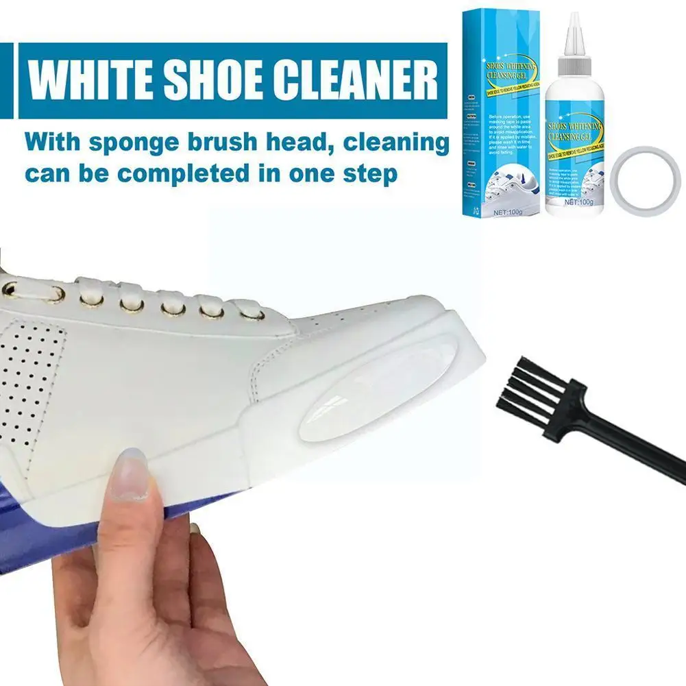 

100g White Shoes Cleaner Shoes Whitening Cleansing Gel For Shoe Brush Sneakers Shoes Cleaning With Making Tape Kit A7o0