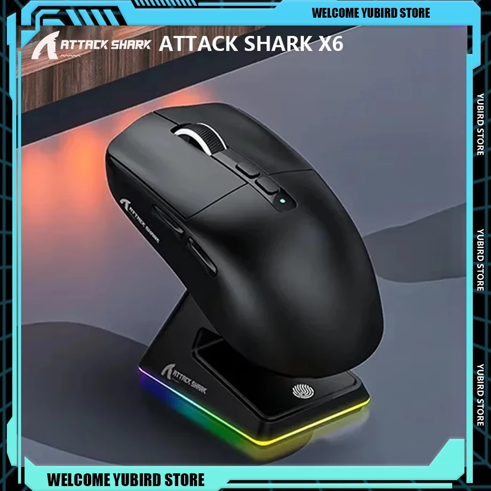 Игровая мышь Attack Shark X6 2 4G беспроводная Bluetooth эргономичная игровая трехрежимная RGB
