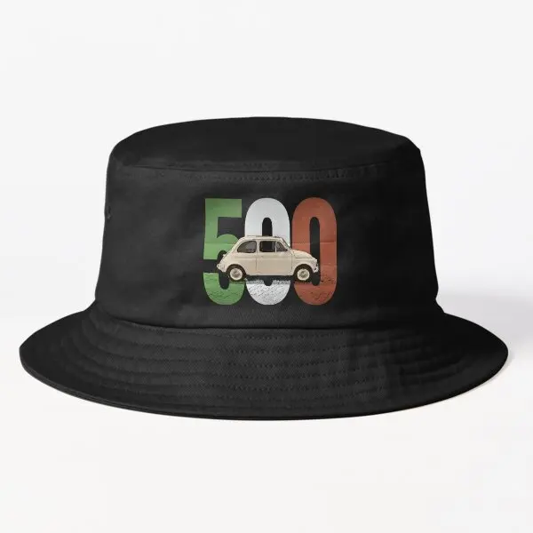 

The Classic Fiat 500 On White Bucket Hat Bucket Hat Fish Boys Solid Color Fishermen Summer Sport Casual Caps Outdoor Sun Women