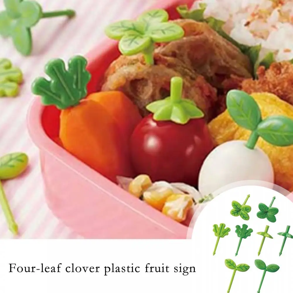 

8pcs Fruit Fork Children Toothpick Food Prod Leaves Plastic Decoration Lunch Box Accessory