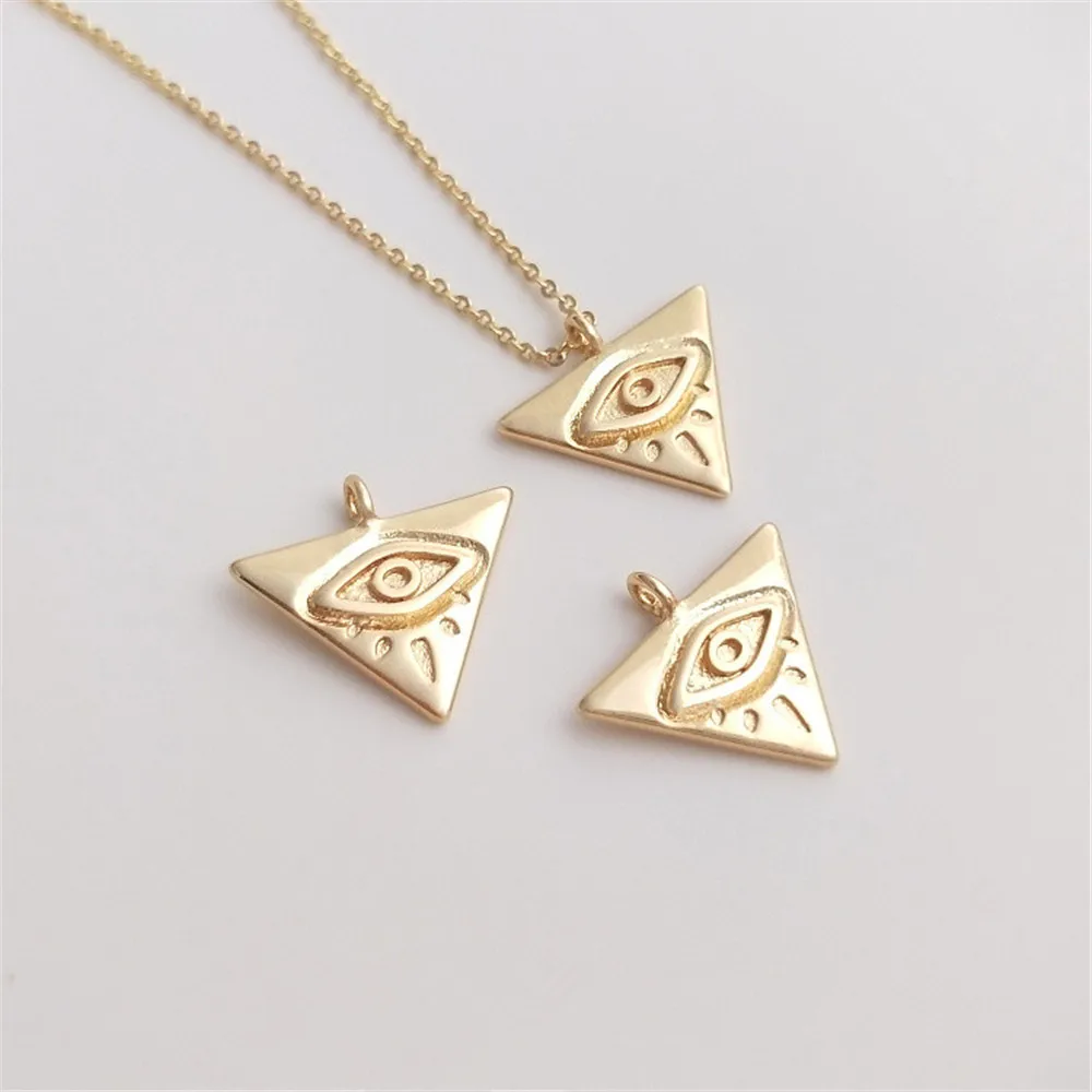 

14K Gold Filled Plated Triangle Horus Eye necklace pendant fashion personality DIY handmade ornaments pendant