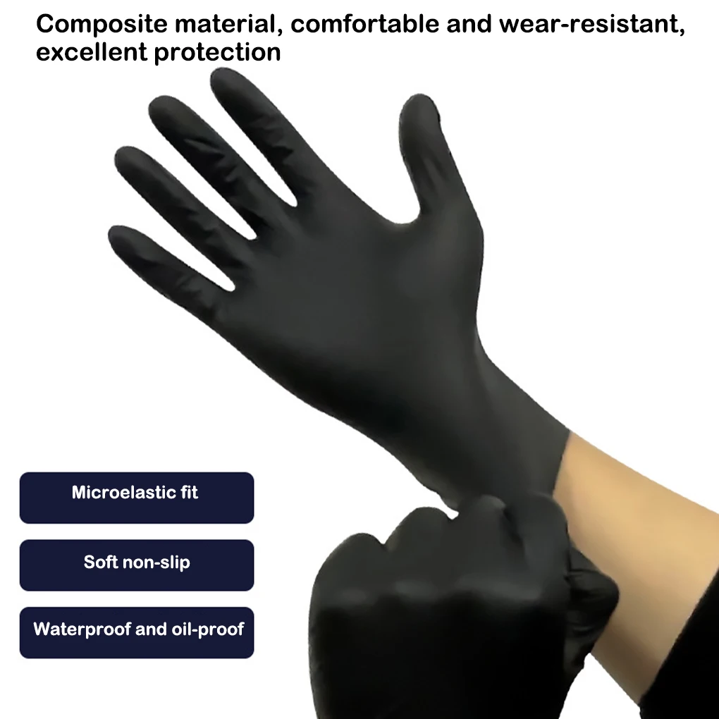

100 Pieces Nitrile Glove Solid Color Elastic Waterproof Oilproof Anti-corrosive Cooking Cleaning Gloves Mitten Blue S