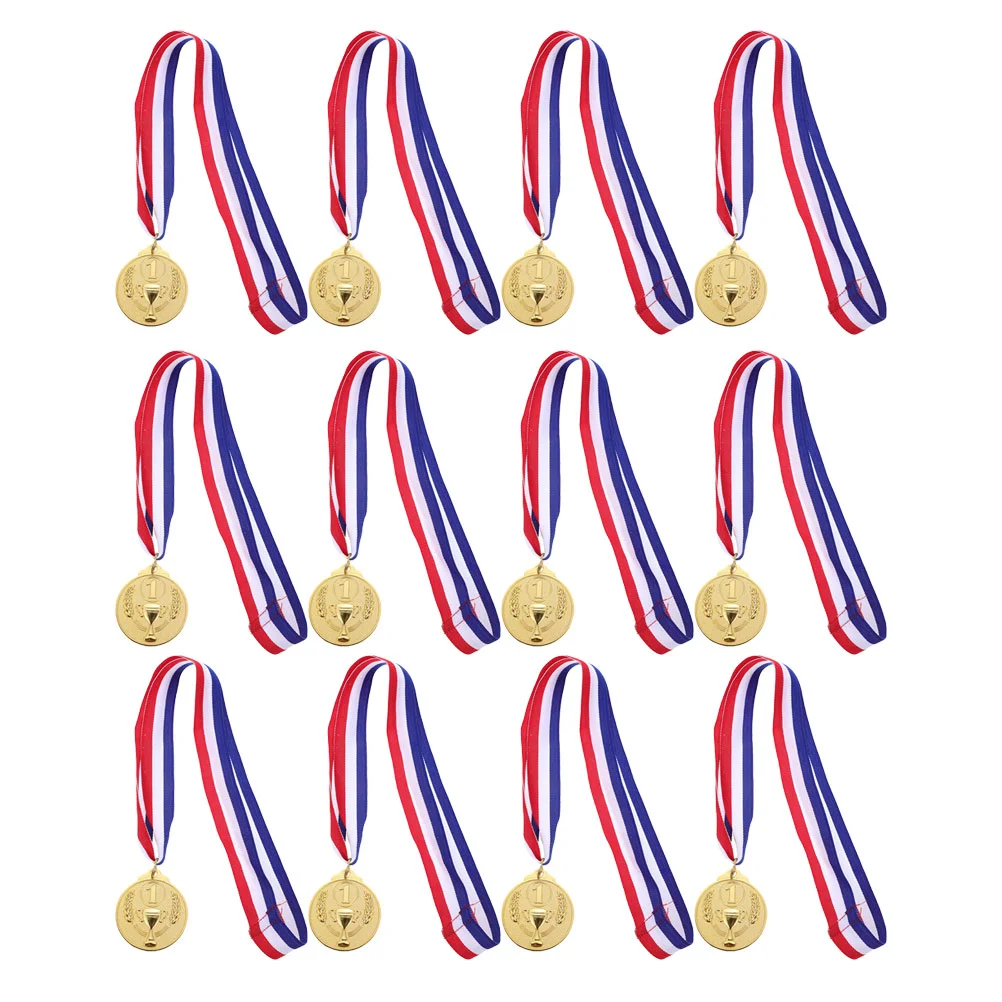 

12Pcs Winner Award Gold Medals Zinc Alloy Metal Keepsake Sports Themed Party Favors