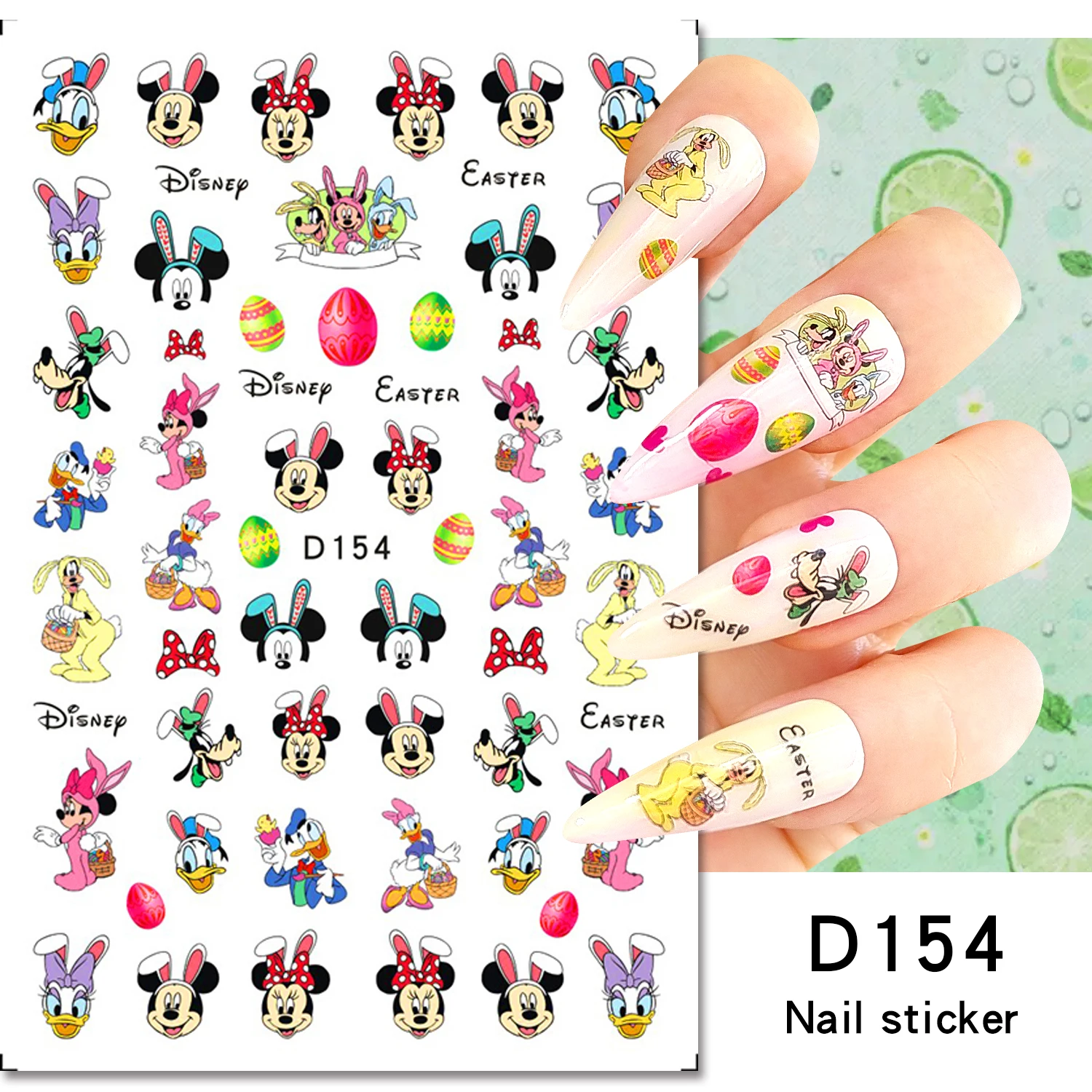 

1PCS New Disney 3D Cartoon Nail Art Stickers Manicure Supplies Colorful Mickey Minnie Stickers Anime Character Nail Art Decals