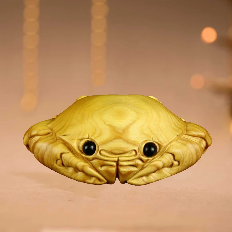 

Wooden Handmade Leading The World Crab Figurine Statue Home Decor Hand Carved Animals Crab Sculpture