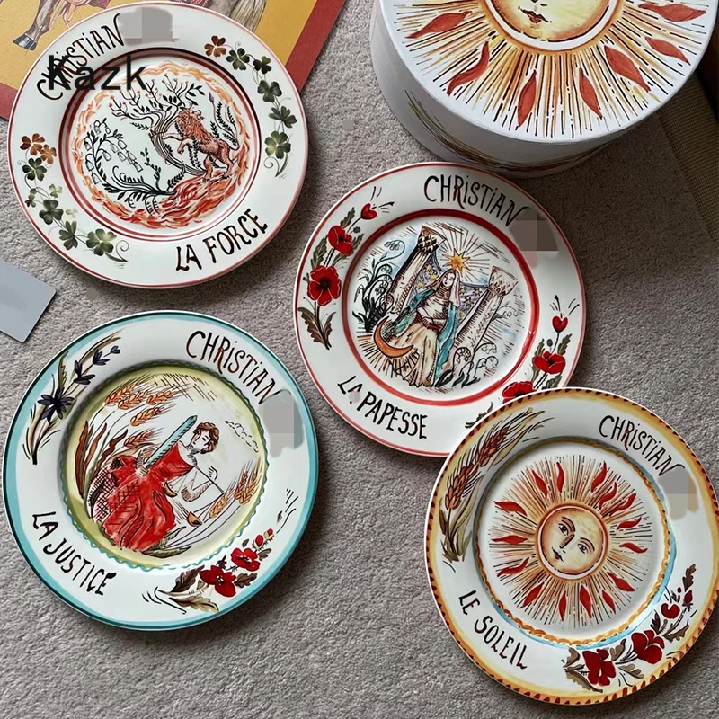

Скандинавские карты Таро керамические тарелки блюда креативная посуда для приготовления стейка столовый набор из 10 западных столовых приб...
