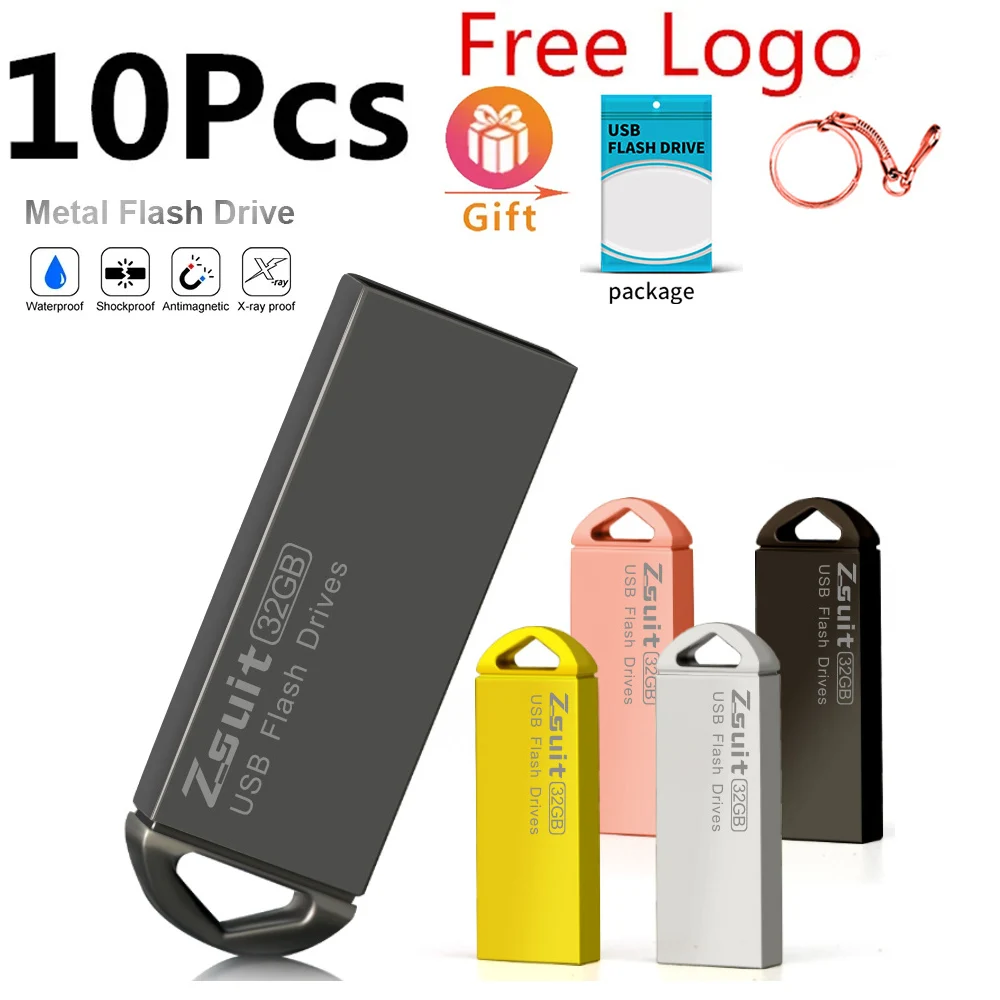 10 шт./партия, водонепроницаемые USB флеш-накопители, 4 ГБ, 8 ГБ, 16 ГБ