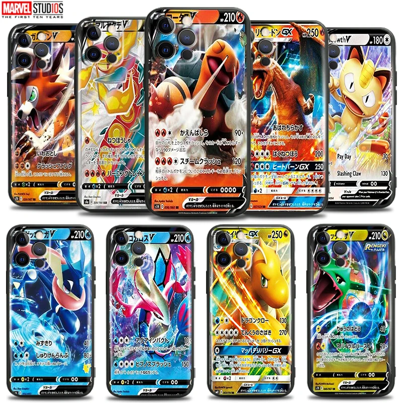 

Anime Pokemon Cards Pikachu For Apple iPhone 13 12 11 Pro 12 13 Mini X XR XS Max SE 6 6S 7 8 Plus Phone Case TPU Back