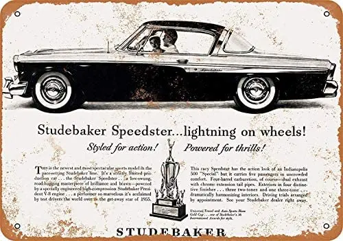 

12 x 16 Aluminum Metal Sign - Vintage Look 1955 Studebaker Speedster 2