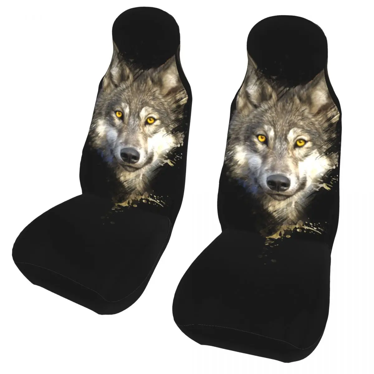 

Beautiful Wolf Universal Car Seat Cover Protector Interior Accessories Travel Car Seat Covers Polyester Fishing 2 Pieces