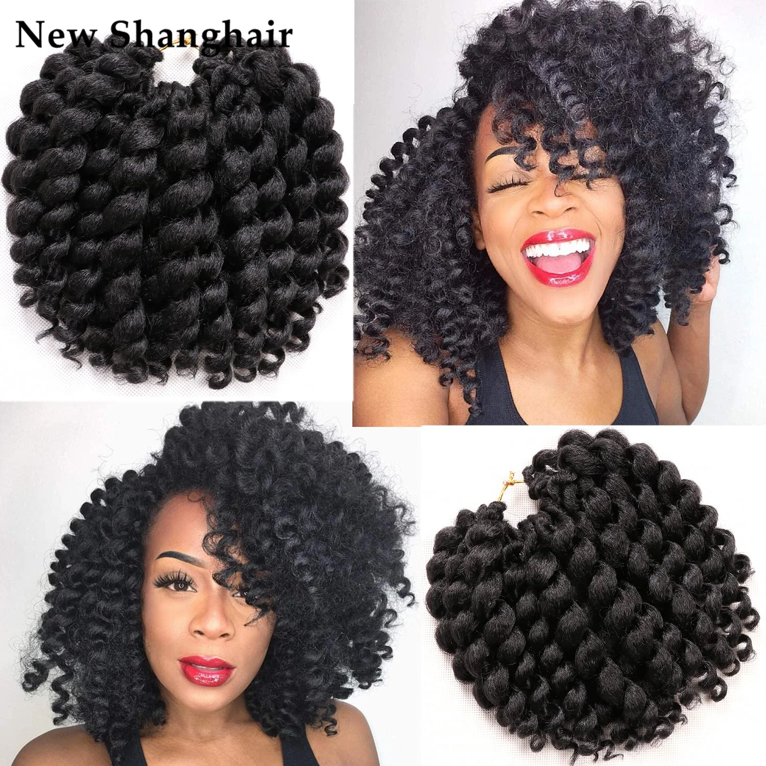 

8 Inch Jumpy Wand Curls Crochet Hair 22 Strands/pcs Jamaican Bounce Crochet Hair Braids Curly Crochet Braiding Hair NS08