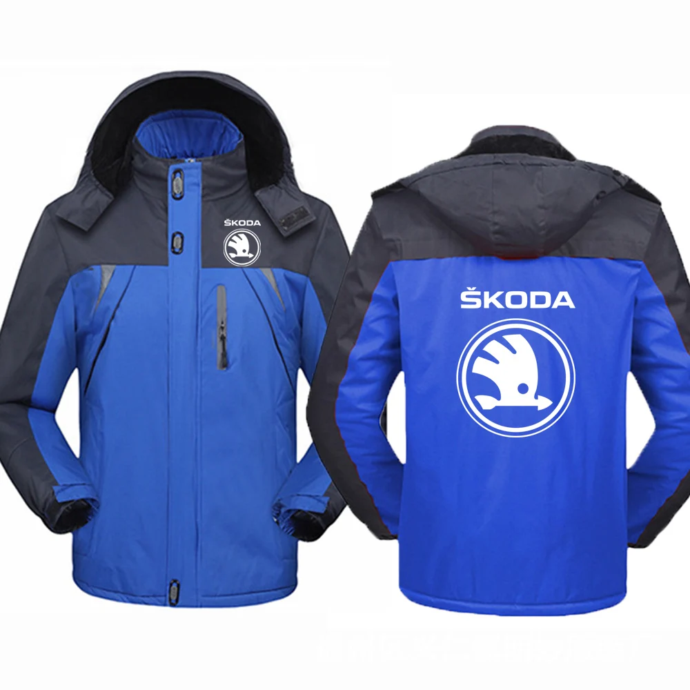 

2022 New Men's Mountaineering Skoda Car Logo Winter Hooded Sweater Printing Padded Fashion Thicken Solid Zipper Jacket Coats