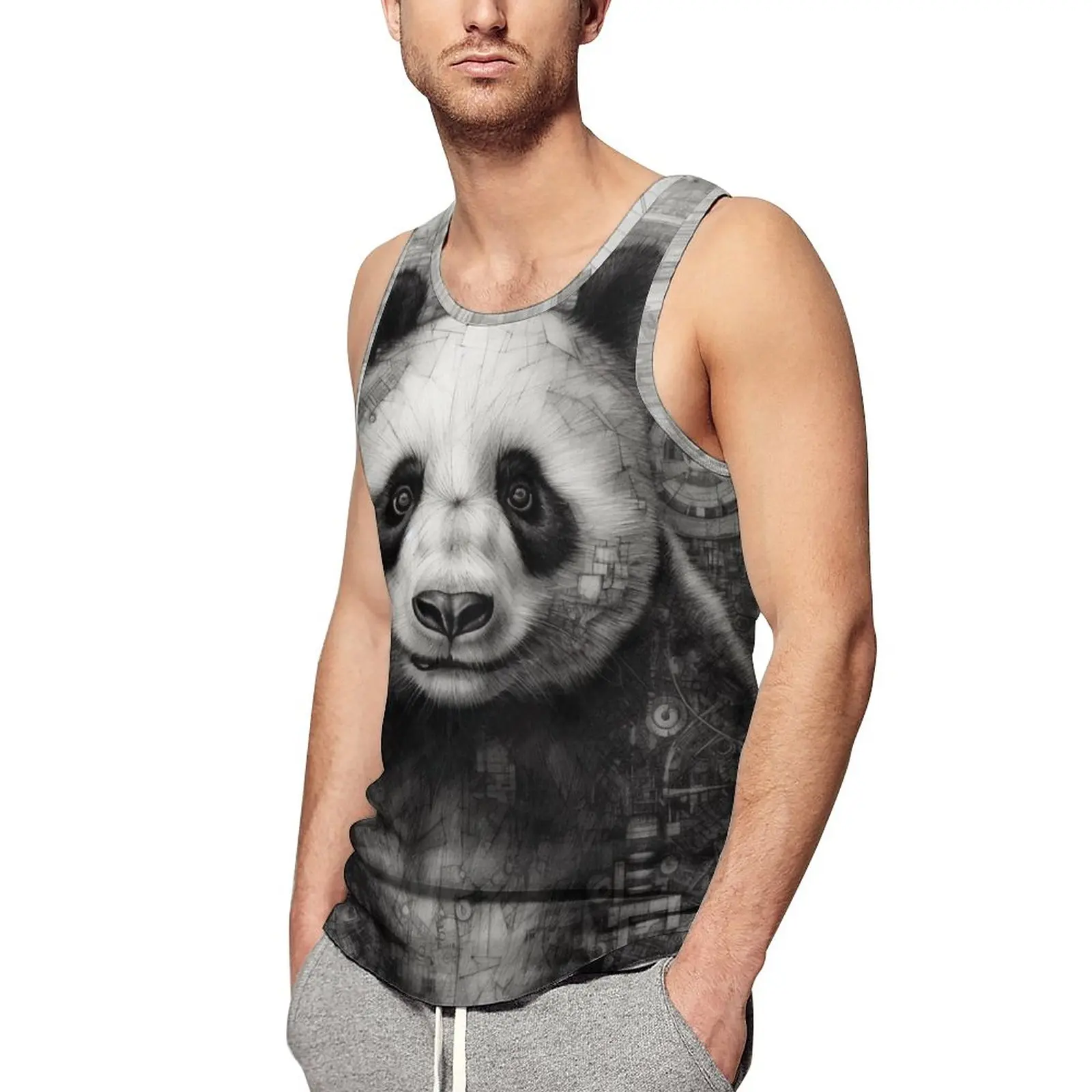 

Майка-карандаш мужская с принтом панды, пляжный топ для тренировок, индивидуальная уличная одежда, рубашки без рукавов 3XL, 4XL, 5XL