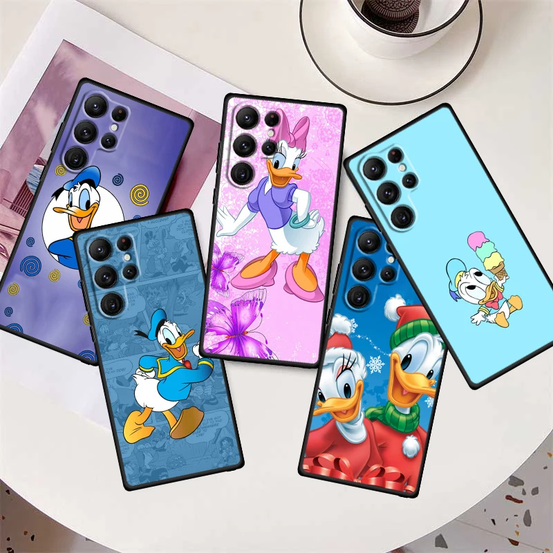 

Anime Cute Donald Duck Phone Case For Samsung Galaxy S23 S22 S21 S20 FE S10 S10E S9 Plus Ultra Pro Lite 5G Black TPU FUnda