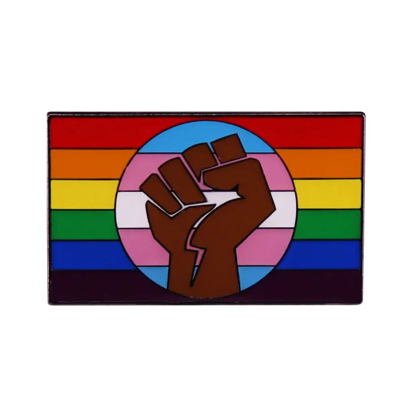 

Rainbow Flag and Trans Flag Mix Fist Power Television Brooches Badge for Bag Lapel Pin Buckle Jewelry Gift For Friends