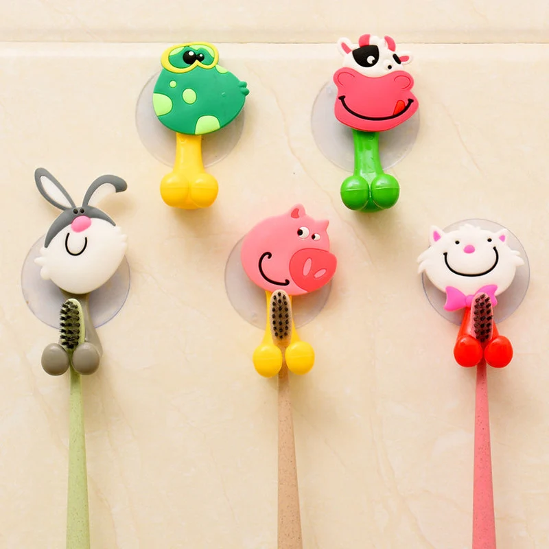 

Cartoon Animals Sucker Toothbrush Dispenser Brush Holder Suction Hooks Bathroom Silicone Storage Rack For Home Accessories Sets