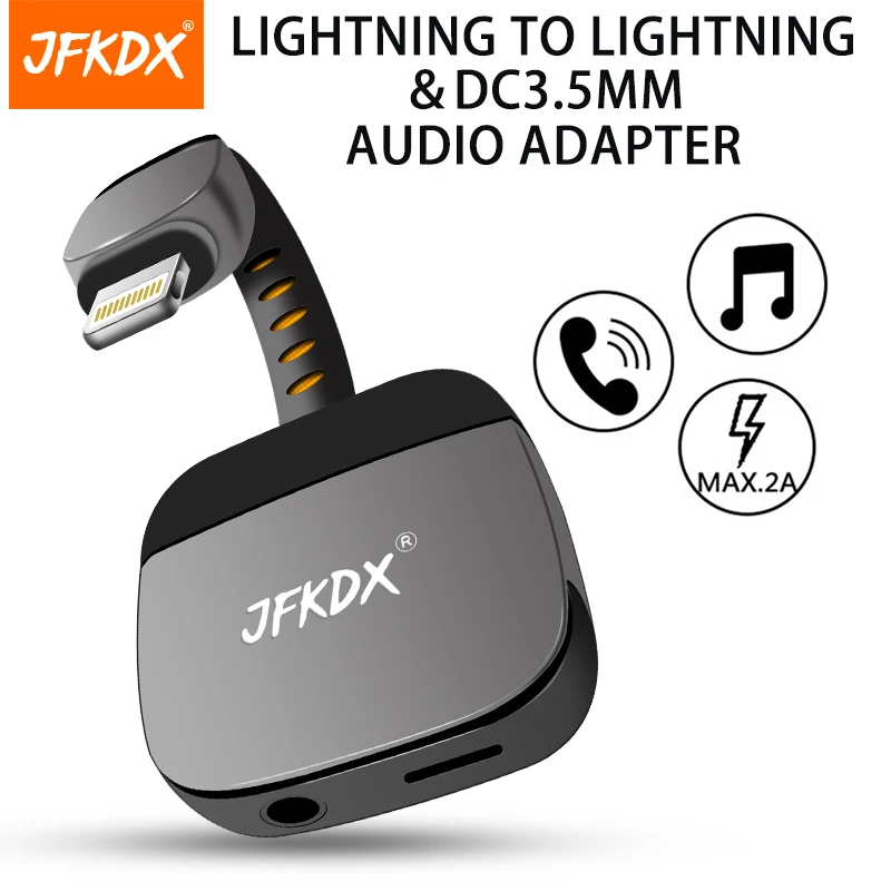 

JFKDX Aux Audio Call Adapter Charge 2 in 1 lightning To 3.5mm Jack Audio Headphone Converter For iPhone 14 13 12 11 Xr X Pro Max