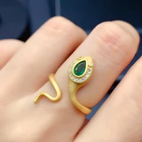 meibapj 46 high quality natural emerald gemstone snake ring for women real 925 sterling silver charm fine wedding jewelry