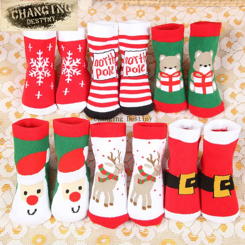 

Christmas Theme Children's Cotton Cartoon Jacquard Baby Sweat-absorbent Breathable Socks (one Size)