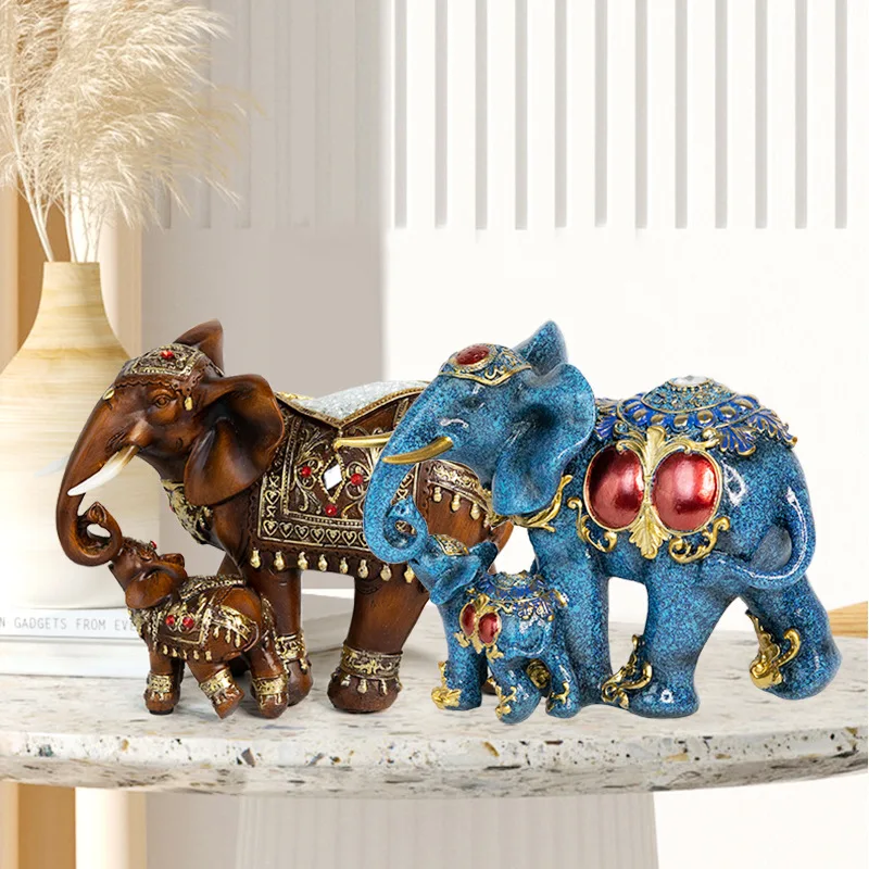 

Elephant Resin Enamel Ornament Figurines for Interior Crafts Creative Home Living Room Decor Desk Accessories Statues Sculptures