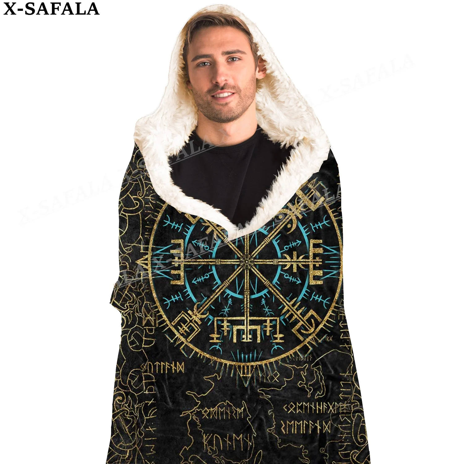 Скандинавская мифология вегвизир принт викингов пальто с капюшоном одеяло халат