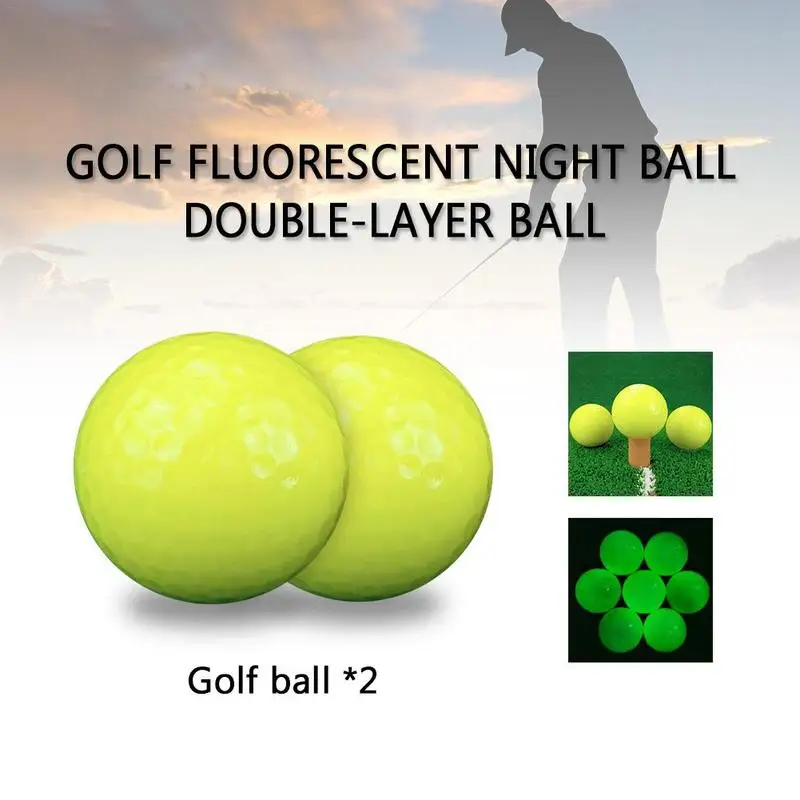 

2 шт., двухслойные светящиеся мячи для игры в гольф