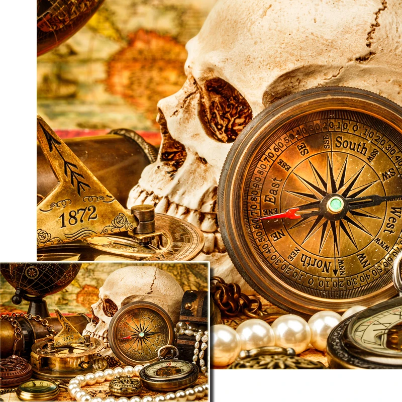 1872 золотая ретро-Картина на холсте с компасом и глобусом средневековая морская
