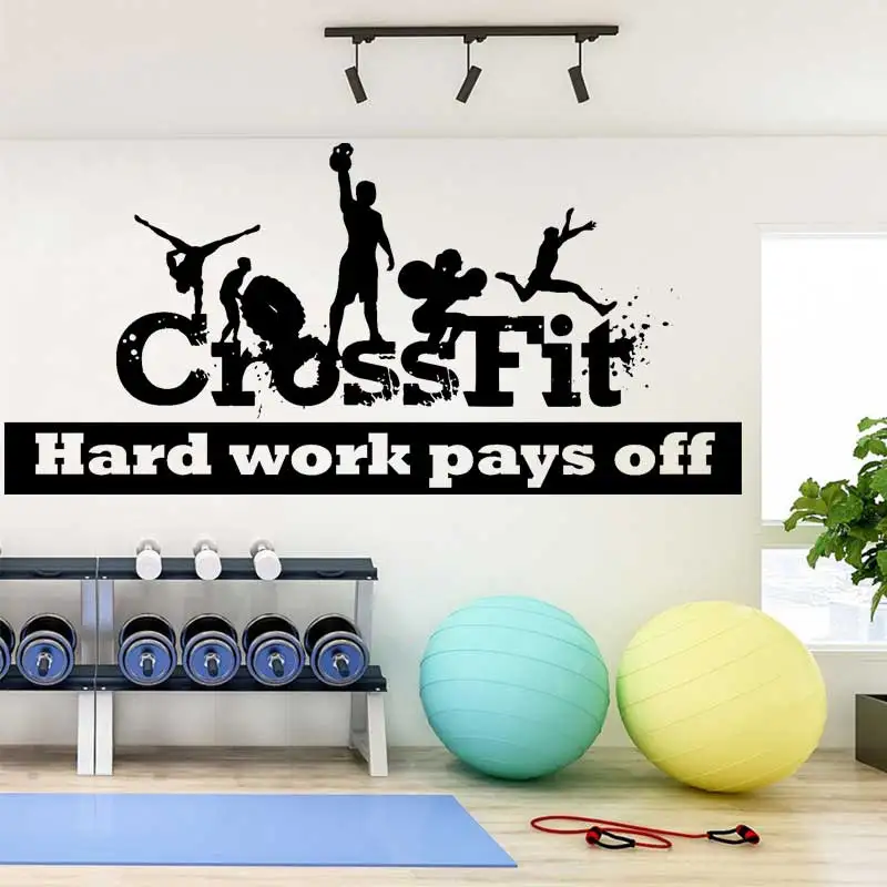 Виниловая наклейка на стену для тренажерного зала кроссфита гантелей тяжелой