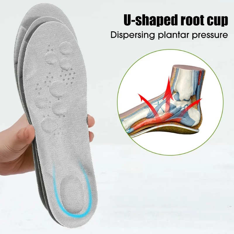 4D Shock Absorption Insoles High Elasticity Latex Massage Shoe Pads Inserts Unisex Soft Sports Running Deodorant Cushions