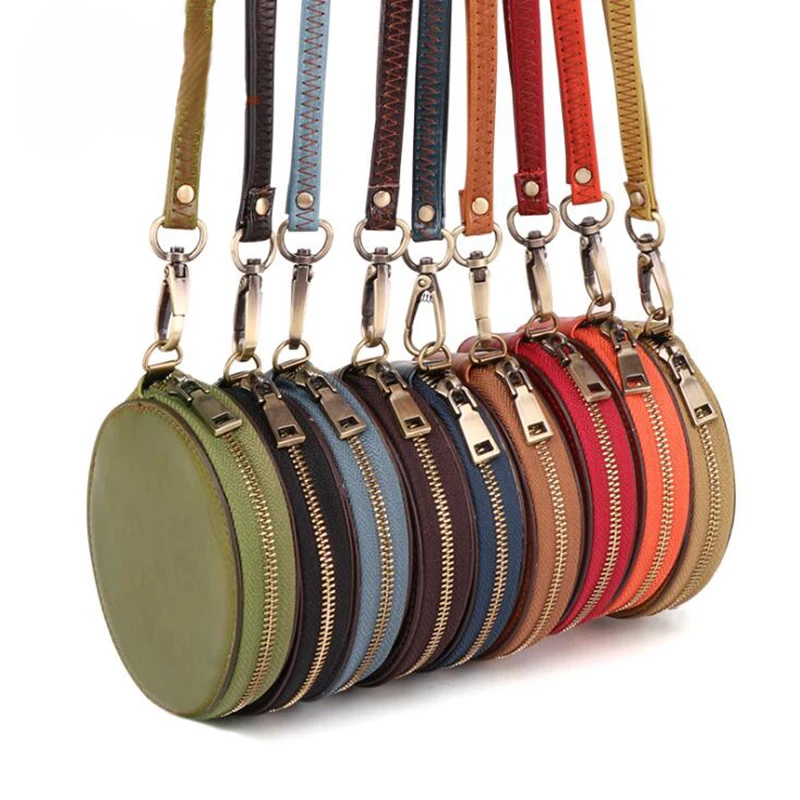 

New Round Genuine Leather Coin Purse Women Men Candy Coin Wallet Mini Small Purse Female Clutch Coin Pouch Pochette Card Holder