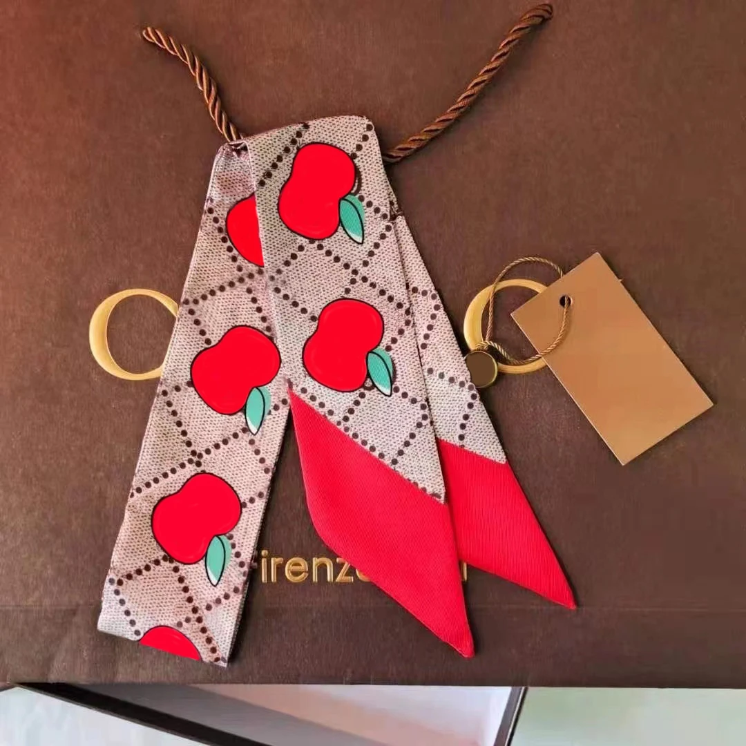 

Fashion New Silk Scarf For Women Letter chain Printed Handle Bag Ribbons Brand Fashion Head Scarf Small Long Skinny Scarves