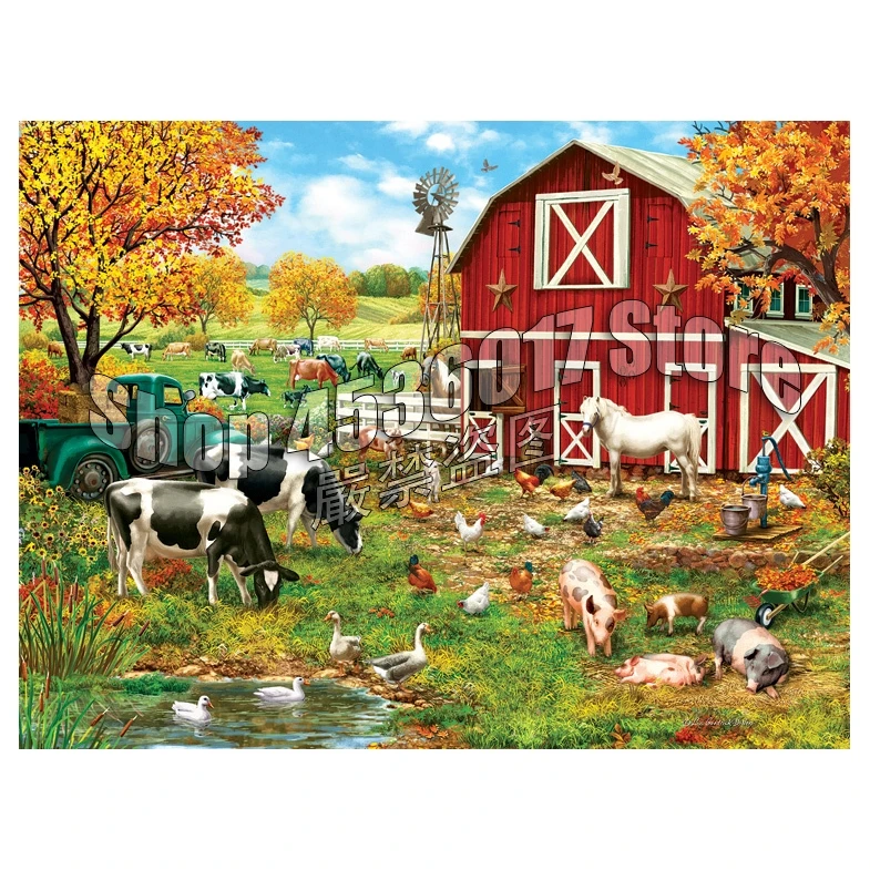 

5D алмазная живопись «сделай сам» «День на ферме», вышивка крестиком, мозаика, алмазная вышивка с животными, полный холст стразы, картины