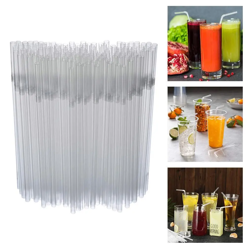 

100Pcs Disposable Transparent Plastic Straws Individual Packaging Milk Juice Straw For Bar Party Beverage Cocktail Drink Straws
