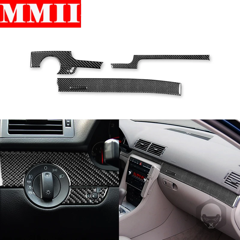 For Audi A4 S4 B7 2005 2006 2007 2008 Car Dashboard Panel Decorative Strips Cover Real Carbon Fiber Trim Sticker Car Accessories