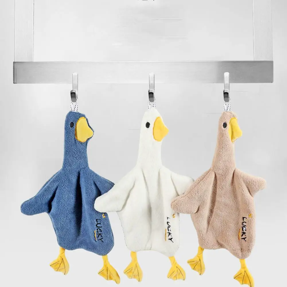 

1pc Cartoon Animal Lovely Duck Wipe Towel Absorbent For Kitchen Bathroom Hanging Wash Hand Towel Handkerchief Wipe Clean Cloth